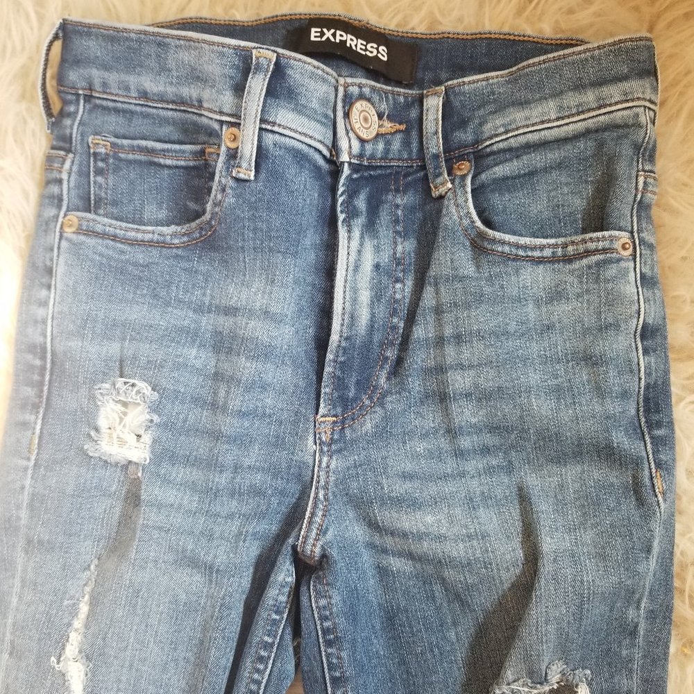 Express High Rise Leggings Ripped Jeans - Picture 3 of 5